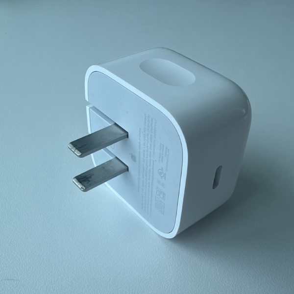 Apple 40W Dynamic Power Adapter (60W max), model A3351, front view with a single USB-C port.